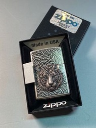 Zippo 古鍍銀色老虎頭火機