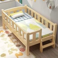 （）實木兒童床護欄單人床男女孩床嬰兒床圍欄拼接床加寬床寶寶床邊床嬰兒床 實木床 嬰兒成長床 木製嬰兒床叮噹貓