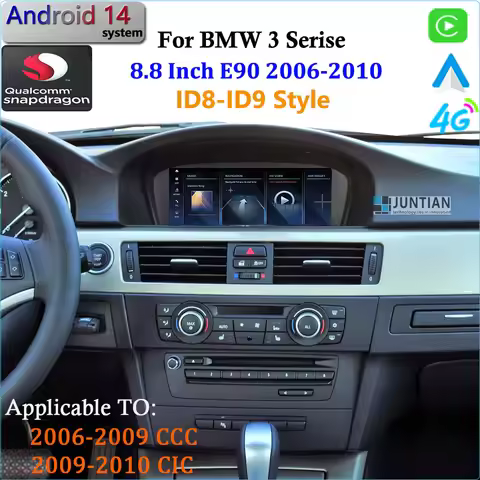 8.8inch Android 14 For Qualcomm BMW 3Series E90 CCC CIC 2006 2010 Wireless CarPlay Car Radio GPS Nav