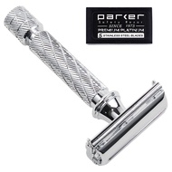 Parker 87R Chrome Standard Length Handle Butterfly Open Double Edge Safety Razor for Men, 5 Parker D