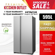 Hitachi 595L Side By Side Standard Inverter Refrigerator | LED Control Panel | Fridge Peti Sejuk Peti Ais R-S800PM0 GS