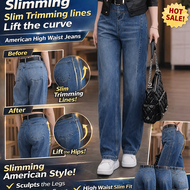Retro Blue Scimitar Slimming Jeans Curved Slim Fit Flare Jeans Chic Street Style Slim Fit Bottoms Fo