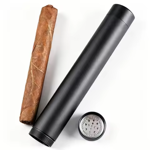 Cigar Tube Portable Single Aluminum Alloy Cigar Humidor Humidor Mini Cigars Case Box Travel Pocket C