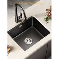 Kitchen Sink Quartz Stone Counter Basin Black Single Sink Vegetable Washing Basin Sink Sink