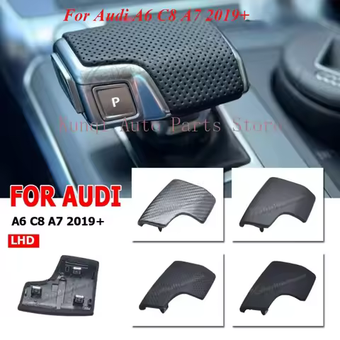 Black/Carbon Fibre/Suede Leather 4K1713139D Gear Shift Knob Cover Perforated LHD For Audi A6 C8 A7 2