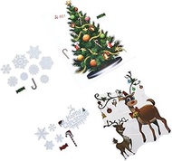 Mirror, Christmas Window Clings Set Christmas Tree Reindeer Snowflake Window Sticker Merry Christmas Decals For Xmas Holiday Home Decor