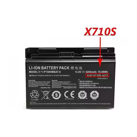 QULE 5200mAh P150HMBAT-8 14.8V 76.96Wh Laptop Battery For Clevo X711 X710S P170 P170HM P170SM P170EM