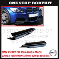 BMW 3 SERIES E90 2005 -2008 M -TEACH LOOKS M-PERFORMANCE FRONT BUMPER SPLITTERS ABS SKIRT LIP CAR BO