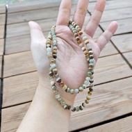 【親翠】天然翡翠 冰綠紅黃翡牛奶半山半水108顆5.6mm+項鏈