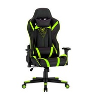 ONE - 遊戲椅電腦椅人體工程學旋轉椅(皮革+黑色+綠色)