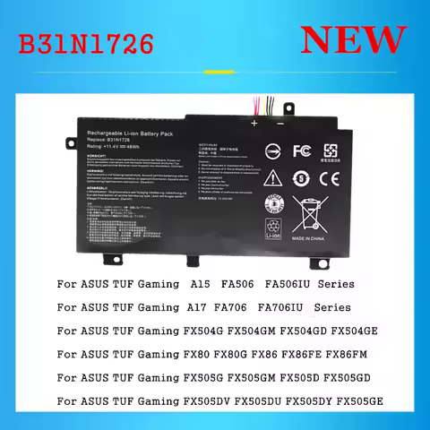 B31N1726 B31N1726-1 B31BnEH B31Bn91 A41LK9H Laptop Battery FOR ASUS FX80 FX80G FX80GD FX80GE FX80GM 