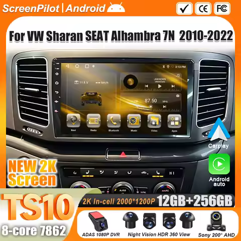 Android 16 For Volkswagen VW Sharan SEAT Alhambra 7N 2010-2022 Car Radio Stereo Head Unit Multimedia