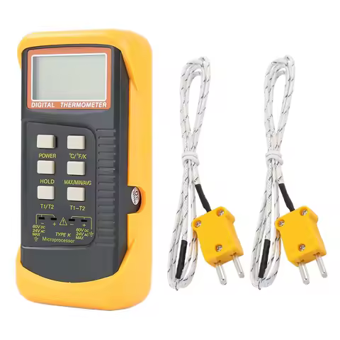 20pcs K-type Thermocouple Thermometer Bimetal Thermometer Digital Dual Channel Thermometer 6802ii Pr