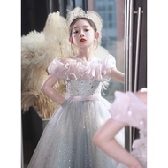 Host Girl Birthday Dress Catwalk Piano Children Princess Dress Flower Girl High-End Performance Dres