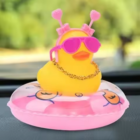 Rubber Duck Car Ornaments Duck Car Dashboard Decorations with Cute Headband Necklace Sunglasses, B-P
