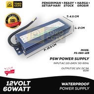 POWER SUPPLY SLIM 5A 12V 60 WATT DRIVER LED CCTV - OUTDOOR WATERPROOF