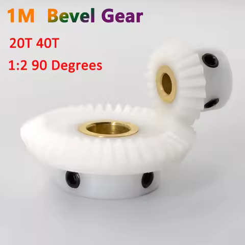 1pc 1:2 Bevel Gear 1M 20 40 Teeth White POM Equal Diameter Bevel Gear 90 Degrees Meshing Angle Plast