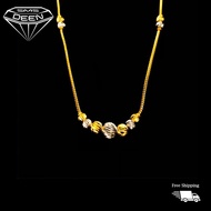 SMS DEEN Ball V-Chain, ±6.0GM - Gold 916 Emas - Rantai Leher-V (Info: L:±44CM - 6.06GM)