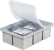Large Ice Cube Tray for Whiskey, HANCELANT Big Silicone Square Ice Cube Mold with Removable Lid, 2''