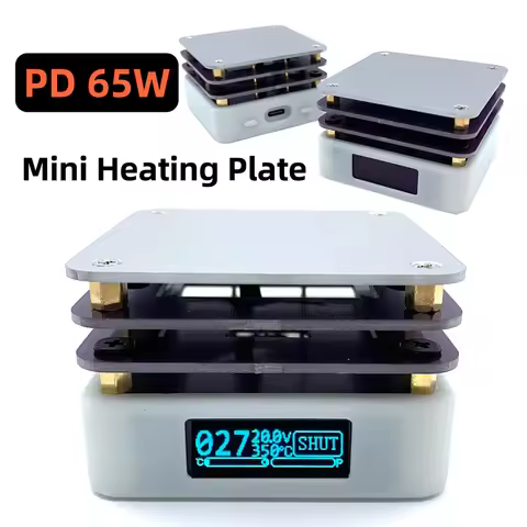 PD 65W Mini Hot Plate OLED Display Preheating Rework Station Type-C Preheating Heating Plate for PCB