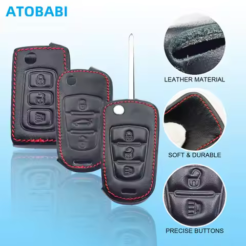 Leather Car Key Cases For Great Wall Haval Hover H1 H3 H6 H2 H5 C50 C30 C20R M4 3 Buttons Folding Ke