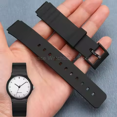 ​​For Casio MQ-24-7B MQ-24/71/76MW-59 Flexible Comfortable Resin WatchStrap Black Convex Interface S