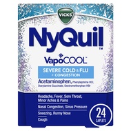 NyQuil SEVERE with Vicks VapoCOOL Cough, Cold & Flu Relief, 24 Caplets - Sore Throat, Fever, and Con