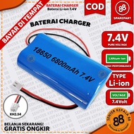 Baterai Charger 18650 18650 Li-ion 7.4Volt - 6800mAh Soket Putih Bisa Untuk Mobil RC Speaker Bluetoo