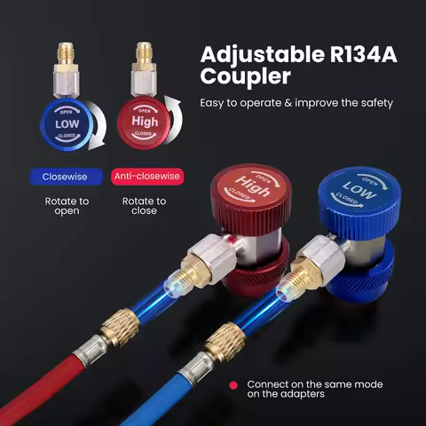 R134a Quick Coupler Adapters, R134a Manifold Gauge Hose Adapters Fittings HP and LP Connectors for R