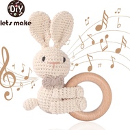 1PC Crochet Animal Rait Rattle Toy Soother Bracelet Wooden Teether Baby Product Mobile Pram Crib Wooden Toys Newborn Gift