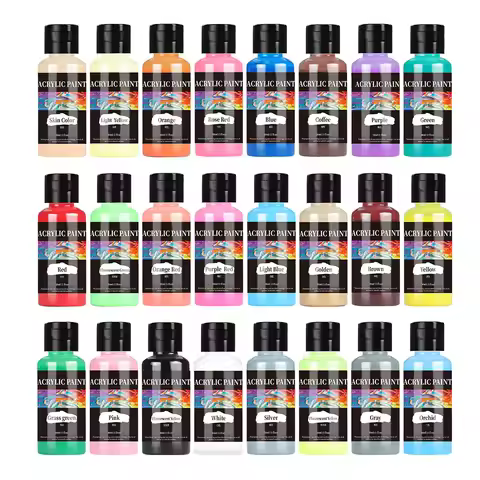 24 Colour Acrylic Paint Colors Bottled Acrylic Paint Set Paint For Fabric Clothing Painting Rich For