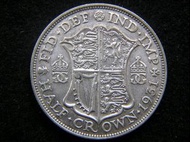 銀幣-1931年英國皇家國徽盾1/2克郎(Half Silver Crown)中銀幣(英皇佐治五世像)