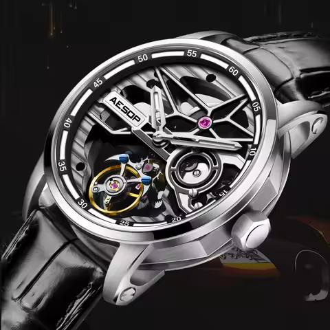 AESOP Men Flying Tourbillon Mechanical Full Skeleton Waterproof Watches Top Brand Luxury Watch for M