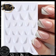 French Manicure Glitter Nail Sticker / Glitter white tip Nail Sticker