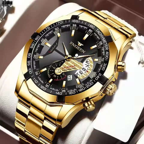 Luxury Men's Watches Stainless Steel Band Fashion Waterproof Quartz Watch For Man Calendar Male Cloc