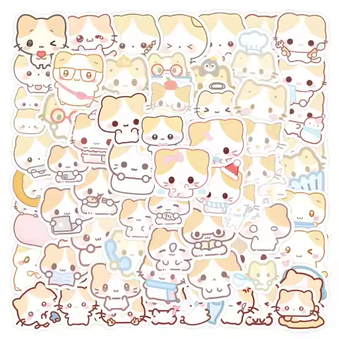 105PCS Cartoon Mashumaro Stickers Fuwa Nyanko Cat DIY Stickers Scrapbooking Phone Luggage Skateboard