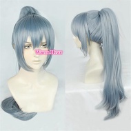 High Quality Anime Jujutsu Kaisen Mahito Wigs Light Blue Heat Resistant Synthetic Hair Clip Ponytail