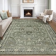 7x10 Area Rug Living Room: Washable Boho Large Neutral Vintage Soft Rug Stain Resistant Farmhouse No