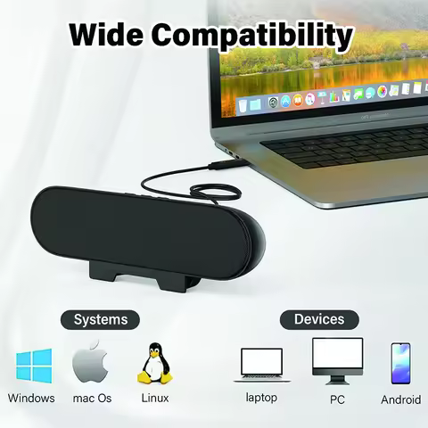 USB clip on speaker, portable high-power speaker, desktop computer audio, stereo bass, home computer