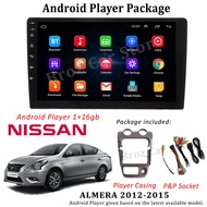 Android Player For Almera 2012 - 2015 (1+16GB) [FREE Player Casing + Plug &amp; Play Socket] MP5 Quad Core Bluetooth Waze IPS GPS Car Stereo Radio Kereta Player
