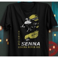 Iconic F1 Fomula 1 Ayrton Senna Yellow Helmet T shirt Legend Racing Driver