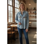 Snowman Embroidered Jeans Chest Size 44 Inches