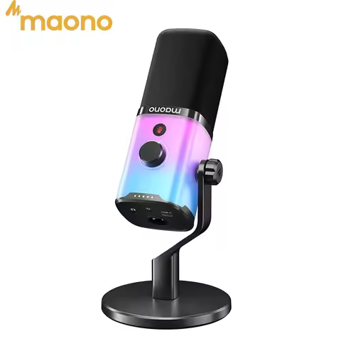 Maono PD100X RGB Gaming Microphone USB/XLR Dynamic Mic with Noise Reduction Mute Headphone Jack Mic 