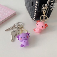UAENAU PVC Pendant, Lovely Axolotl Pink Blue Fish Charm Key Chain, Animal Ornaments for Pet Lovers S