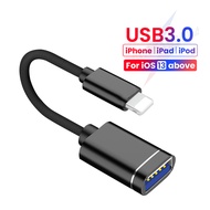 อะแดปเตอร์ OTG สำหรับ iPhone 14 13 12 11 PRO MAX iPad 8-Pin เป็น USB สายแปลง3.0สำหรับ iOS 13ขึ้นไปสำหรับเมาส์ตัวอ่านการ์ดกล้อง