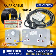 [SIRIM] 13A Metal Box Socket Extension 1.5mm Fajar Cable Wire 1/2 Gang 3 Pin UK Plug Sockets Adaptor Suis Socket Adapter