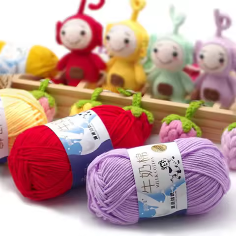 50Gram/Set Milk Cotton Yarn Crochet Line High-quality 5 Strand Milk Fiber Soft Warm Wool DIY Baby Sw