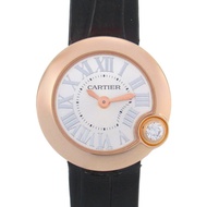 銀色 錶盤 18K玫瑰金 Ballon Blanc De Cartier 腕錶 WGBL0002