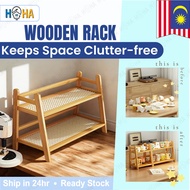 Minimalist Wooden Rack Japanese Style 2 Tier Kitchen Storage Rack Spice Cup Shelf Desk Organizer Rak
