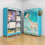 Lemari Baju Anak Multifungsi Rak Cloth Wardrobe 103x43x165 cm Gambar Salju Gambar Jerapah Bongkar Pa